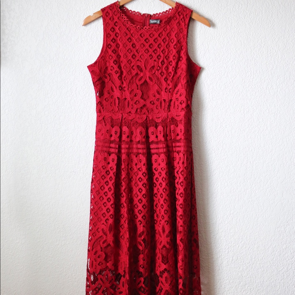 Veiisar Red Lace Dress Sz: M